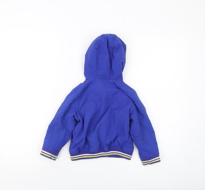 Back view of Mini Club boys’ blue jacket, size 2, years zip