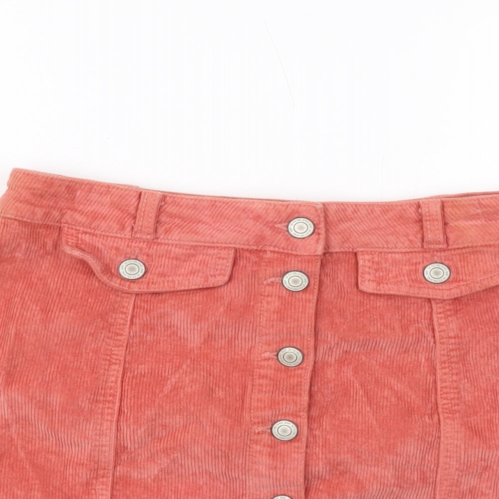 SO. Womens Pink Cotton Mini Skirt Size 28 in Button