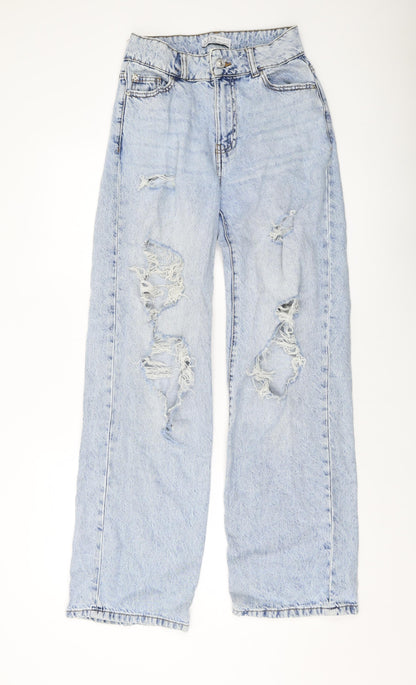 Denim & Co. Womens Black Cotton Wide-Leg Jeans Size 6 L31 in Regular Button