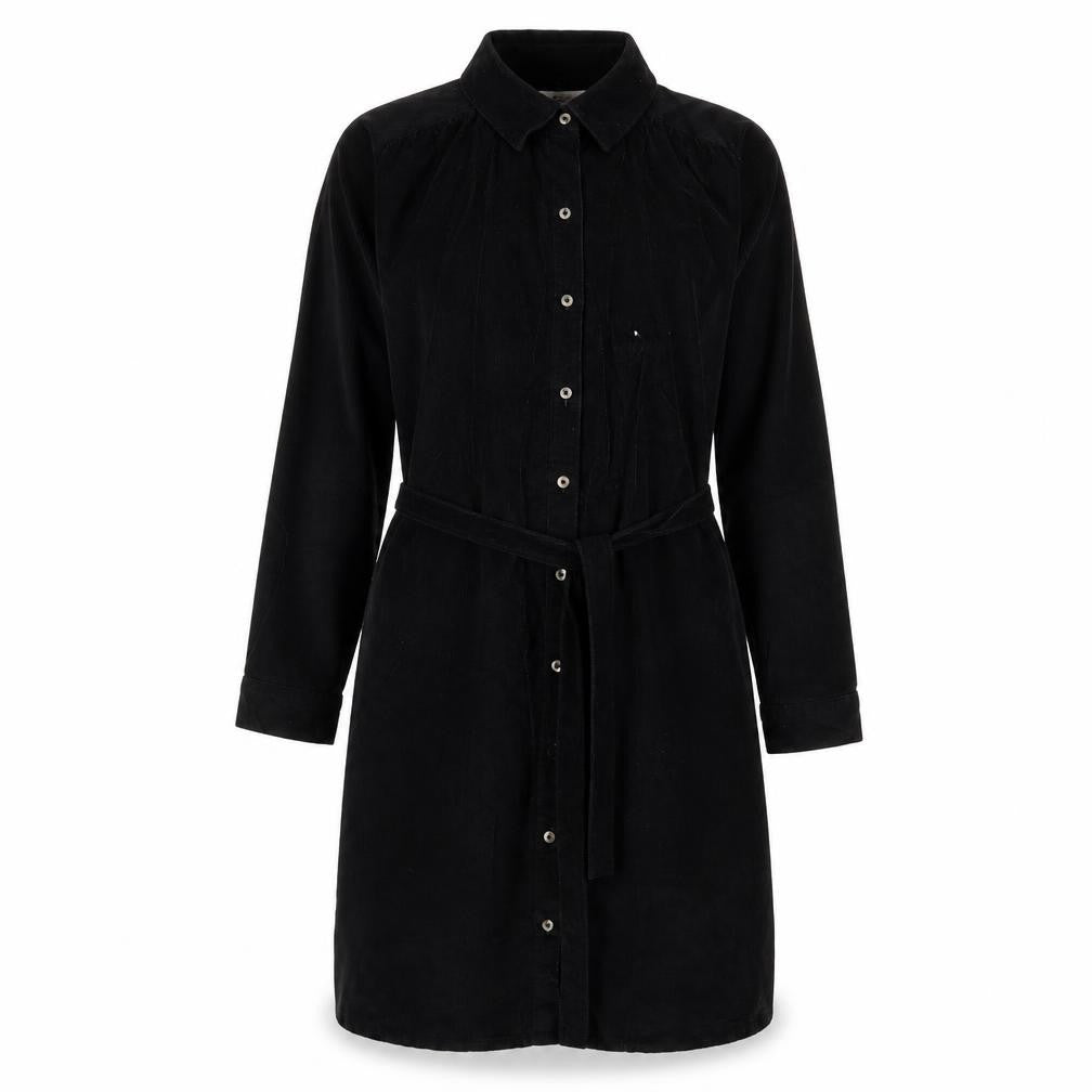 Tu Womens Black Cotton A-Line Size 14 Collared Button - Belted