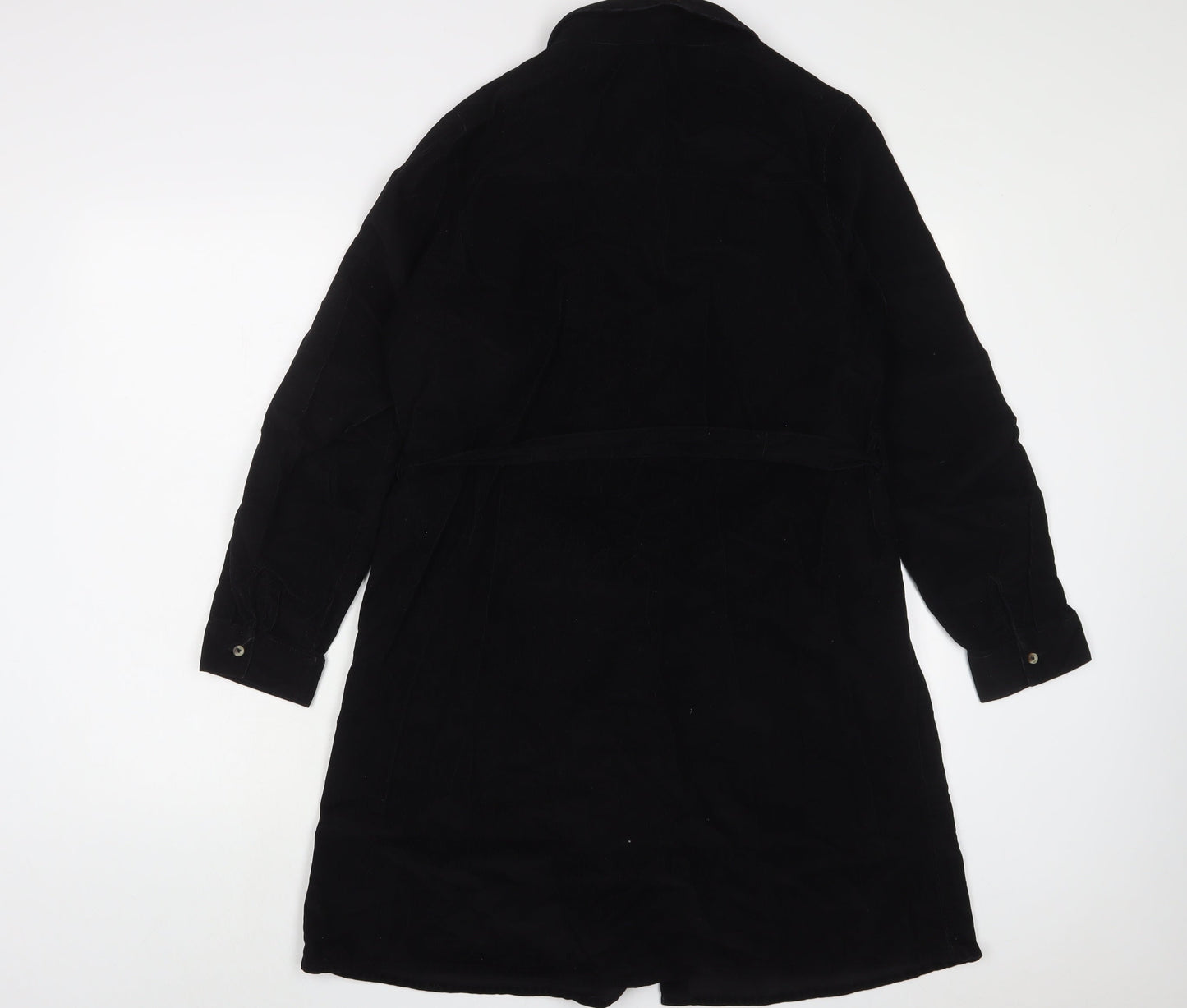 TU Womens Black Cotton A-Line Size 14 Collared Button - Belted