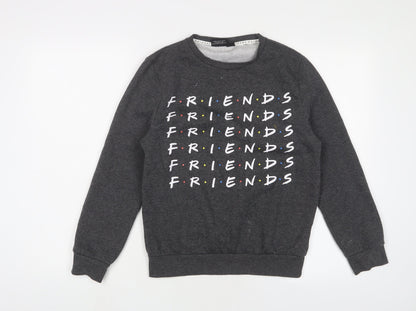 Womens UK Size 2XS FRIENDS Grey Pullover Sweatshirt