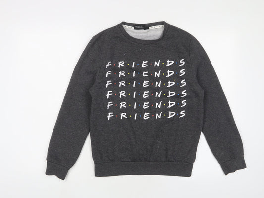 Womens UK Size 2XS FRIENDS Grey Pullover Sweatshirt