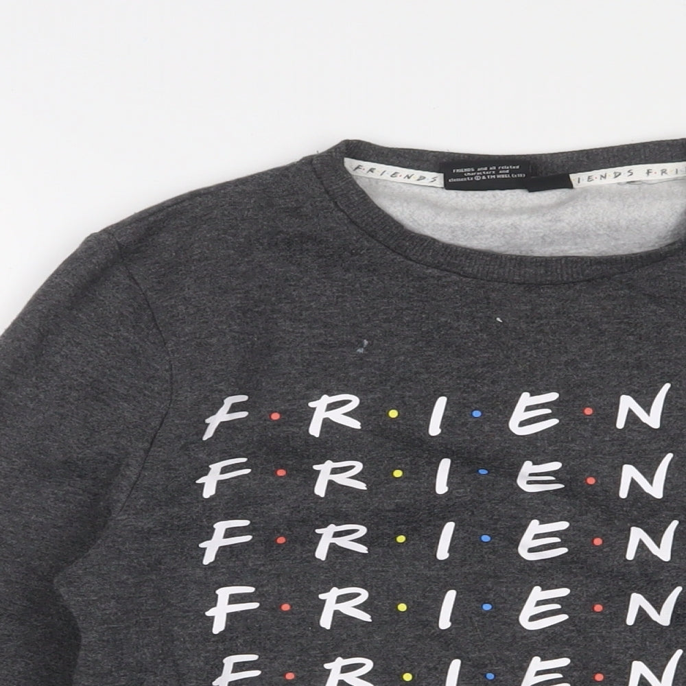 Womens UK Size 2XS FRIENDS Grey Pullover Sweatshirt
