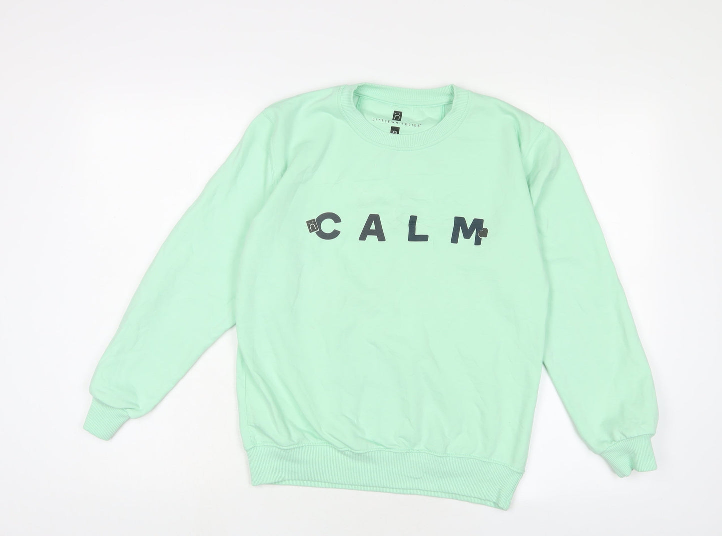 little White lies Womens Green Cotton Pullover Sweatshirt Size XS Pullover - Calm