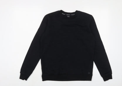 GOODMOVE Boys Black Cotton Pullover Sweatshirt Size 13-14 Years Pullover