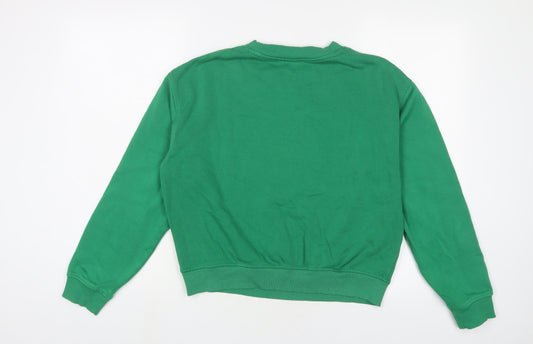H&M Womens Green Cotton Pullover Sweatshirt Size M Pullover