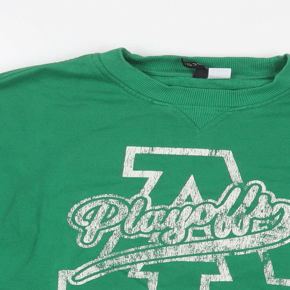 H&M Womens Green Cotton Pullover Sweatshirt Size M Pullover