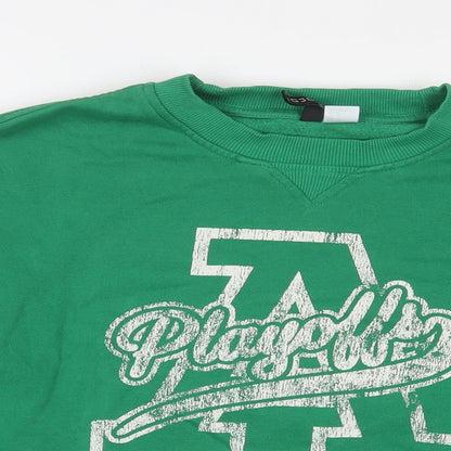 H&M Womens Green Cotton Pullover Sweatshirt Size M Pullover