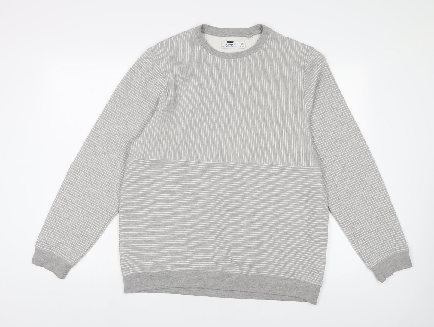 Topman Mens Grey Cotton Pullover Sweatshirt Size L