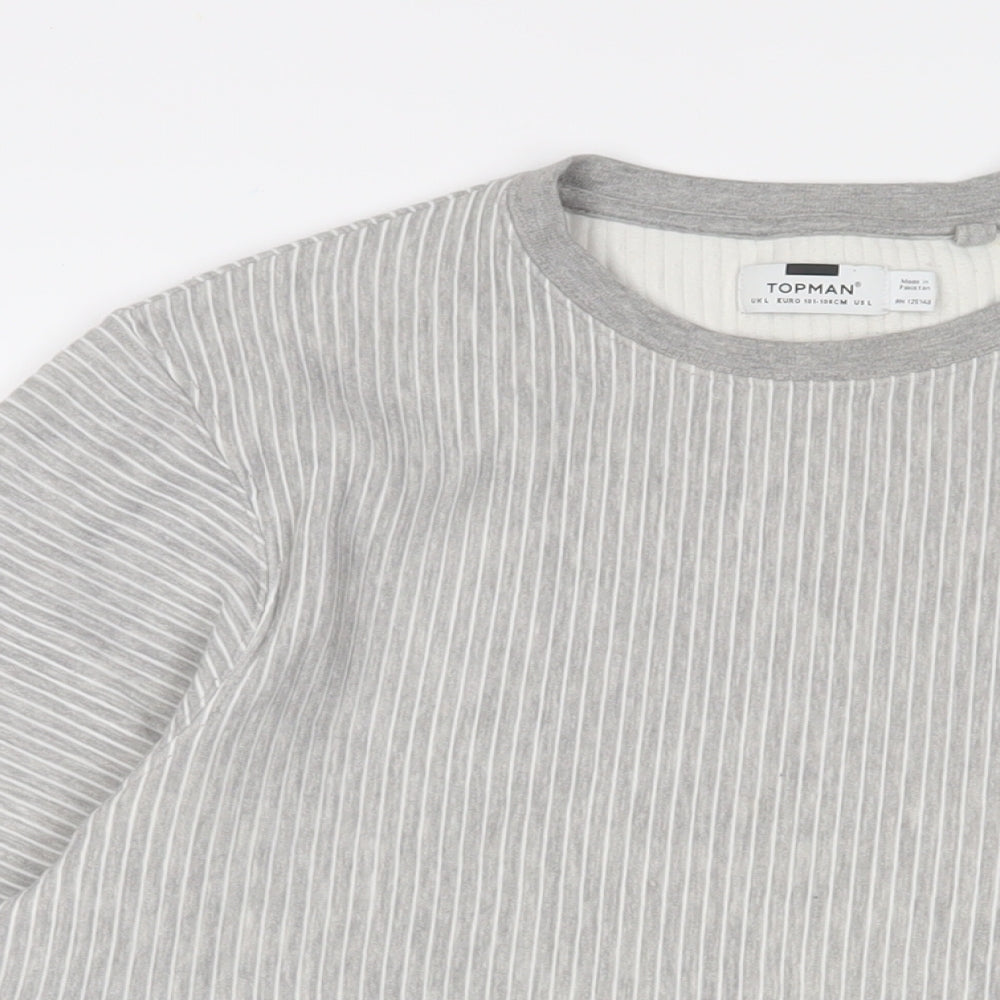 Topman Mens Grey Cotton Pullover Sweatshirt Size L