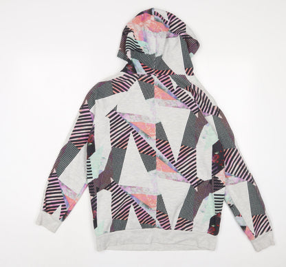 Next Womens Multicoloured Geometric Cotton Pullover Hoodie Size 10 Pullover