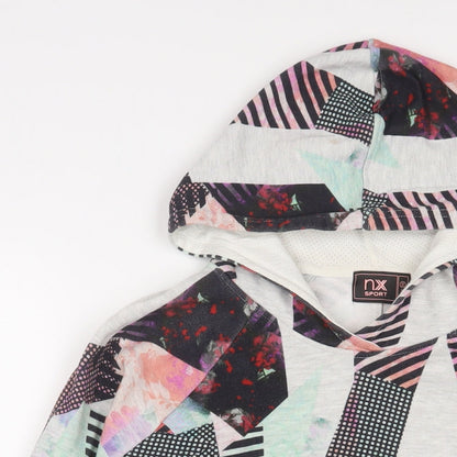 Next Womens Multicoloured Geometric Cotton Pullover Hoodie Size 10 Pullover