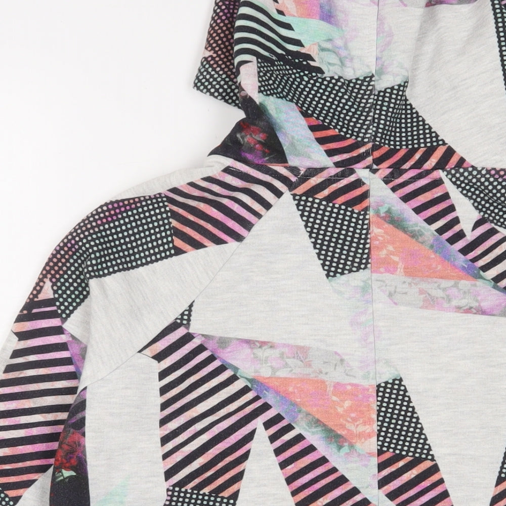 Next Womens Multicoloured Geometric Cotton Pullover Hoodie Size 10 Pullover