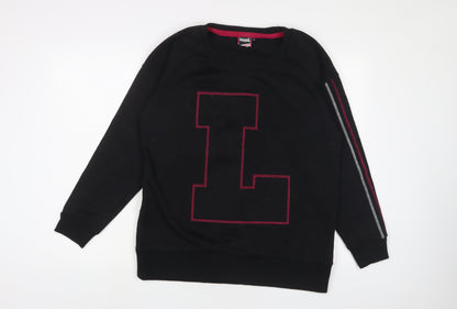 Lonsdale Womens Black Cotton Pullover Sweatshirt Size 14 Pullover