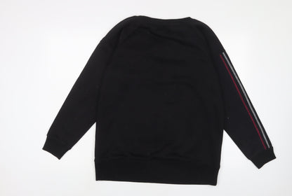 Lonsdale Womens Black Cotton Pullover Sweatshirt Size 14 Pullover