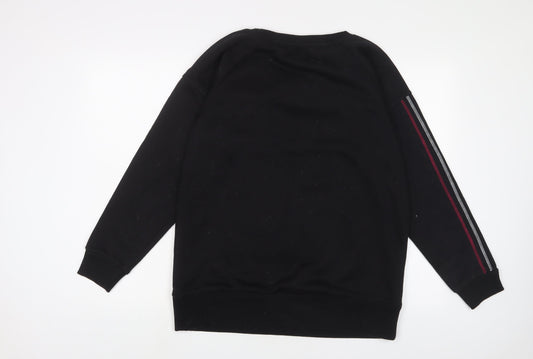 Lonsdale Womens Black Cotton Pullover Sweatshirt Size 14 Pullover