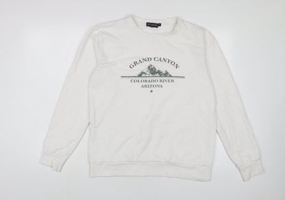 PRETTYLITTLETHING Womens White Cotton Pullover Sweatshirt Size XS Pullover