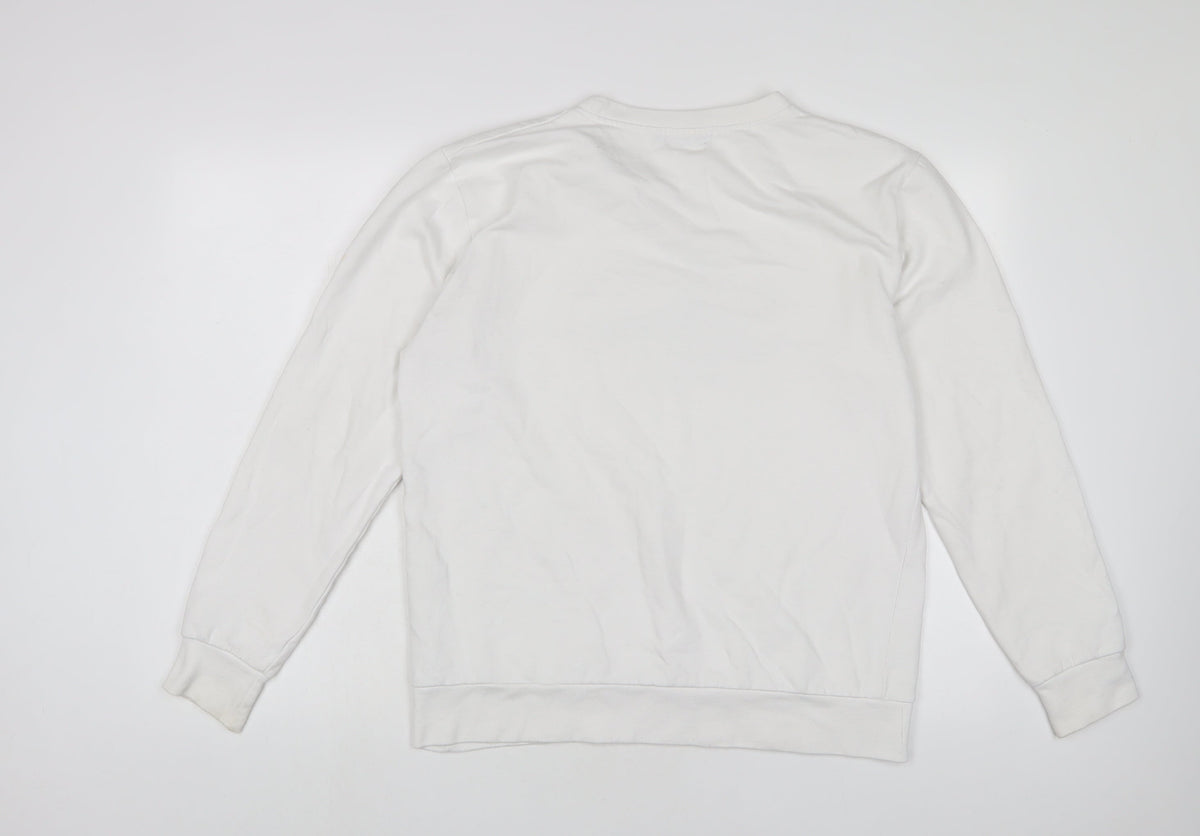 PRETTYLITTLETHING Womens White Cotton Pullover Sweatshirt Size XS Pullover