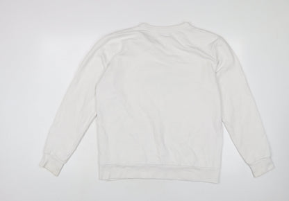 PRETTYLITTLETHING Womens White Cotton Pullover Sweatshirt Size XS Pullover
