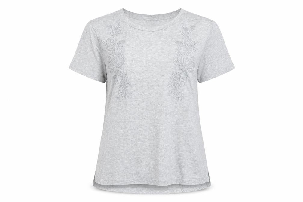Next Womens Grey Fair Isle Cotton Basic T-Shirt Size 16 Collared - Embroidered