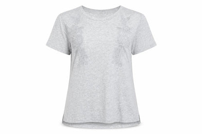 Next Womens Grey Fair Isle Cotton Basic T-Shirt Size 16 Collared - Embroidered