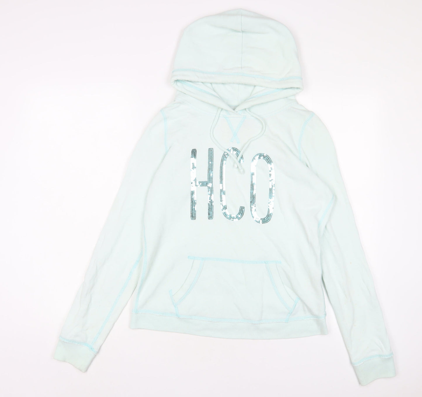 Hollister Womens Blue Cotton Pullover Hoodie Size L Pullover - Sequins