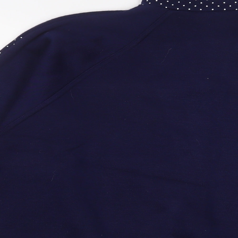 le charlade Womens Blue Floral Acrylic Pullover Sweatshirt Size M Zip