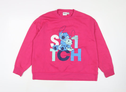 Womens UK Size L Disney Pink Pullover Sweatshirt