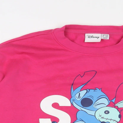 Womens UK Size L Disney Pink Pullover Sweatshirt