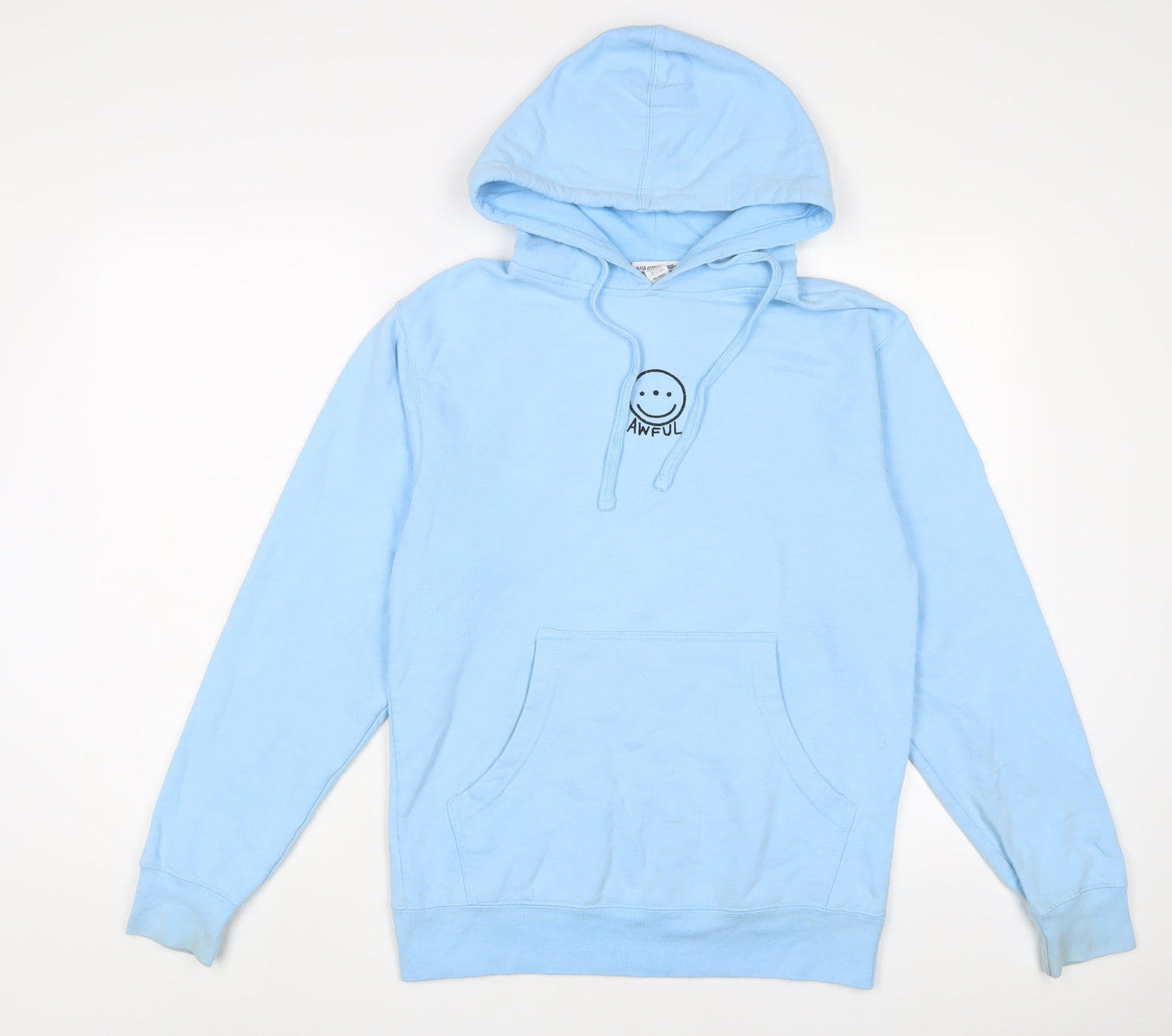 Awful Womens Blue Cotton Pullover Hoodie Size S Pullover - Embroidered