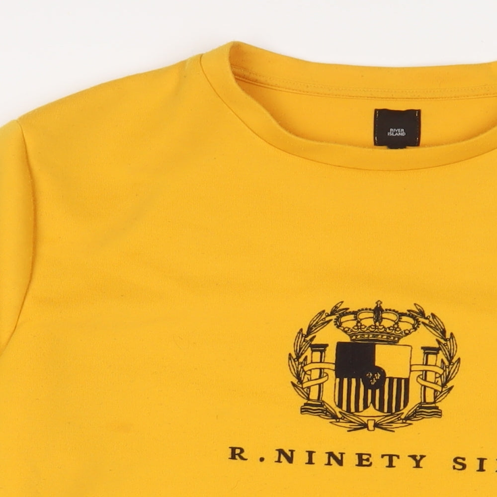 Mens UK Size L River Island Yellow Pullover Sweatshirt