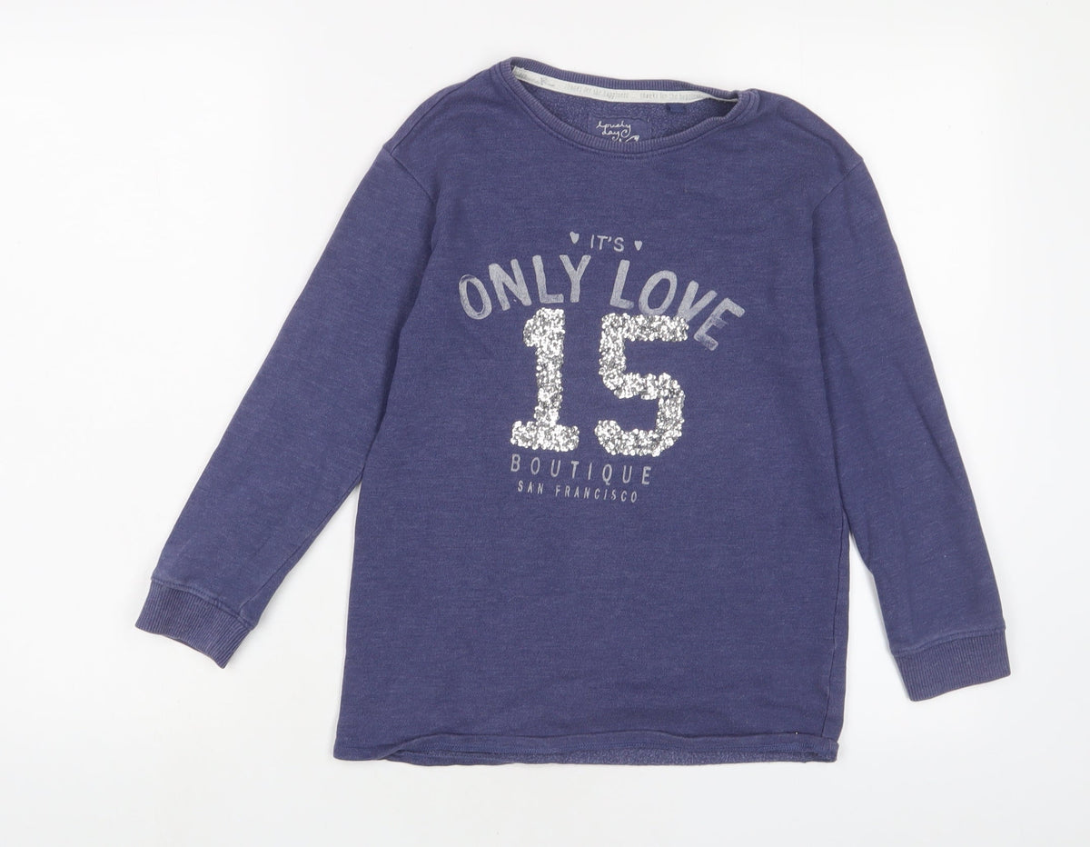 Next Girls Purple Cotton Pullover Sweatshirt Size 8 Years Pullover