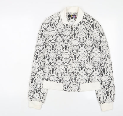 osley Womens White Cotton Full Zip Sweatshirt Size 10 Zip