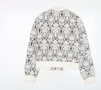 osley Womens White Cotton Full Zip Sweatshirt Size 10 Zip