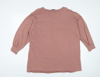 PRETTYLITTLETHING Womens Pink Cotton Pullover Sweatshirt Size 6 Pullover