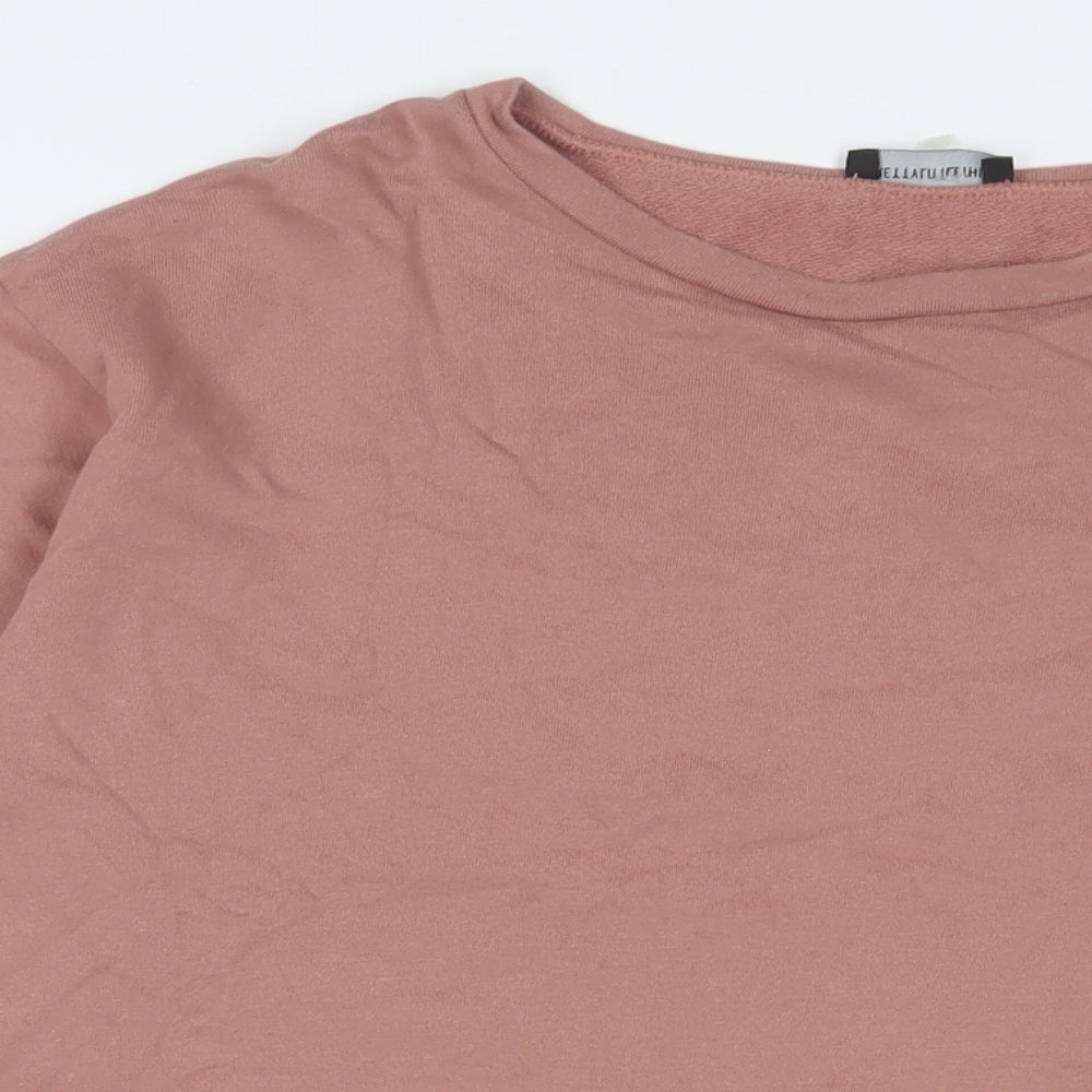 PRETTYLITTLETHING Womens Pink Cotton Pullover Sweatshirt Size 6 Pullover