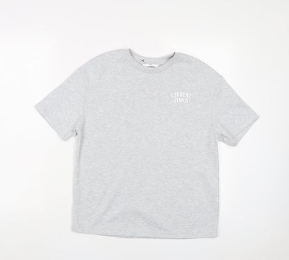 Marks and Spencer Boys Grey Cotton Basic T-Shirt Size 9-10 Years Crew Neck Pullover