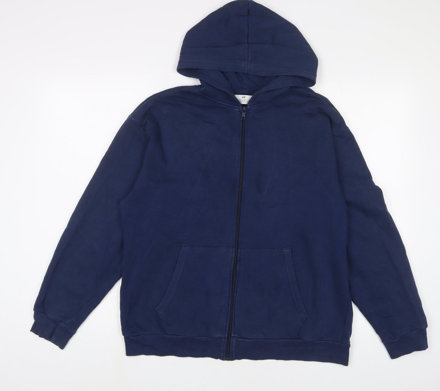 H&M Boys Blue Cotton Full Zip Hoodie Size 12 Years Zip - 12-14 Years