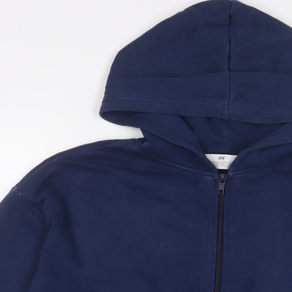 H&M Boys Blue Cotton Full Zip Hoodie Size 12 Years Zip - 12-14 Years