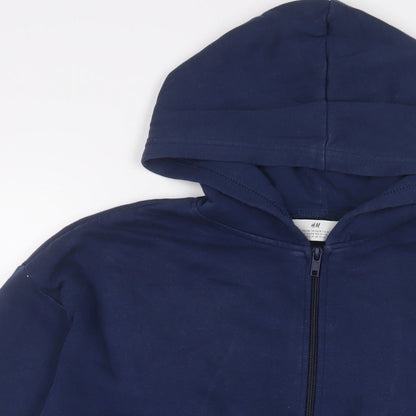 H&M Boys Blue Cotton Full Zip Hoodie Size 12 Years Zip - 12-14 Years