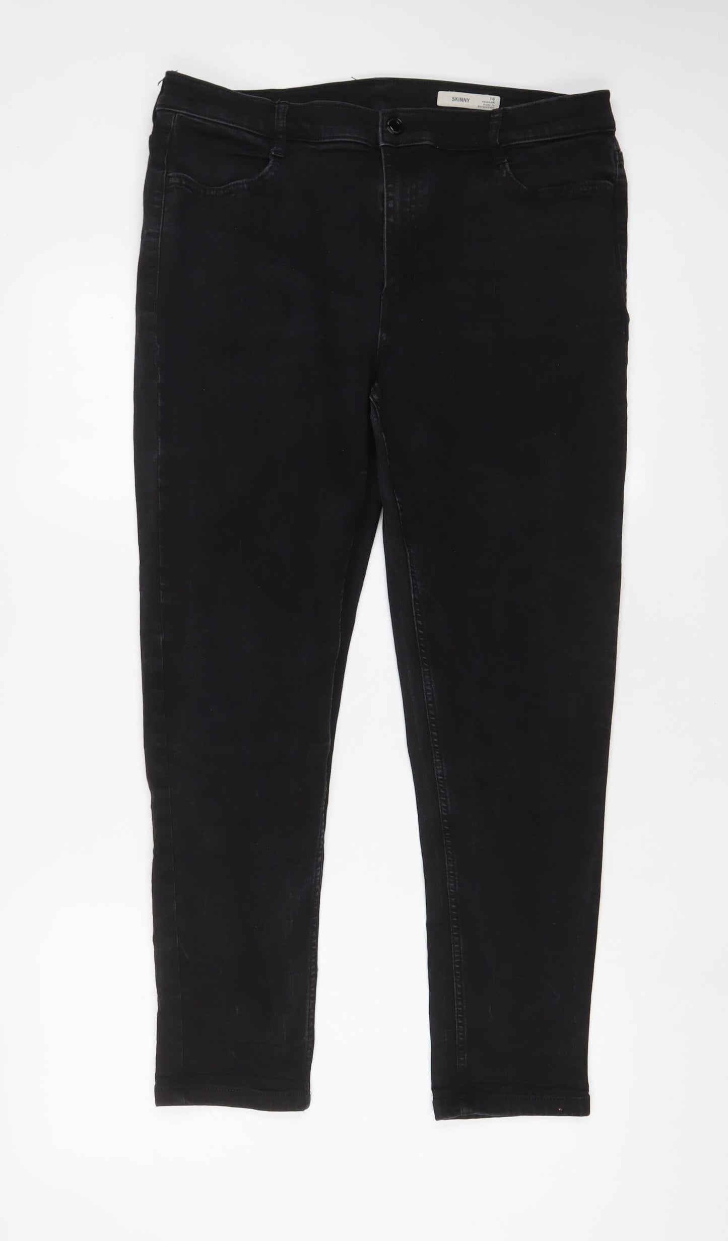 Marks and Spencer Womens Grey Cotton Skinny Jeans Size 16 L28 in Regular Zip