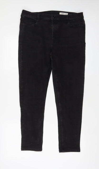 Marks and Spencer Womens Grey Cotton Skinny Jeans Size 16 L28 in Regular Zip
