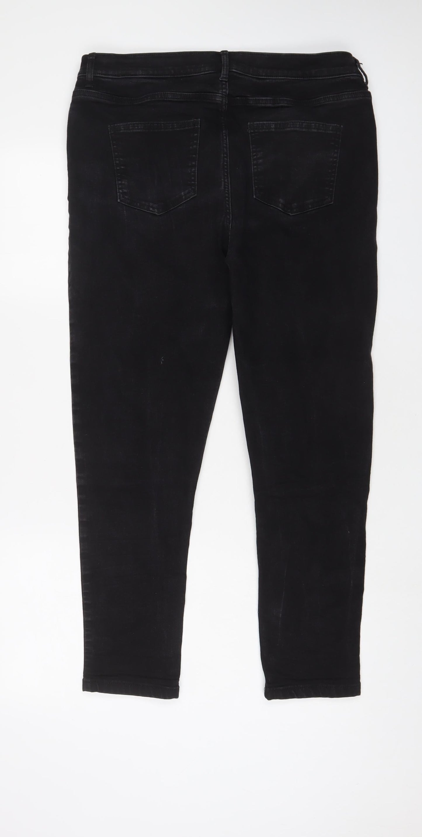 Marks and Spencer Womens Grey Cotton Skinny Jeans Size 16 L28 in Regular Zip