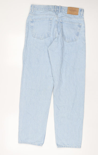 Pull&Bear Womens Blue Cotton Wide-Leg Jeans Size 10 L30 in Regular Zip