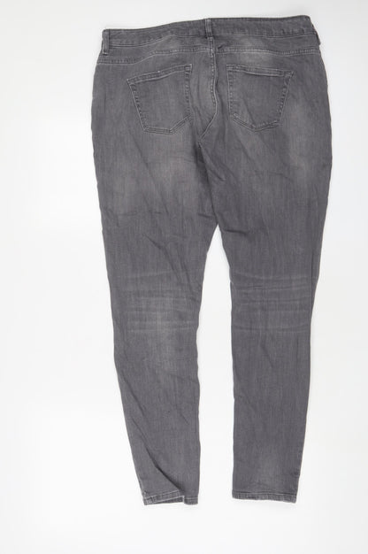 Denim & Co. Womens Grey Cotton Skinny Jeans Size 14 L29 in Regular Zip
