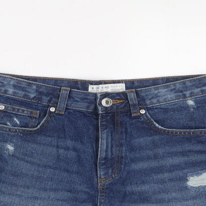 Denim & Co. Womens Blue Cotton Hot Pants Shorts Size 8 Regular Zip