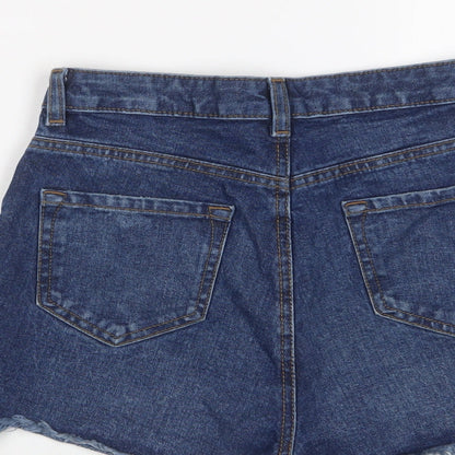 Denim & Co. Womens Blue Cotton Hot Pants Shorts Size 8 Regular Zip