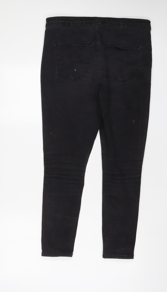 Topshop Womens Grey Cotton Skinny Jeans Size 34 in L30 in Regular Zip