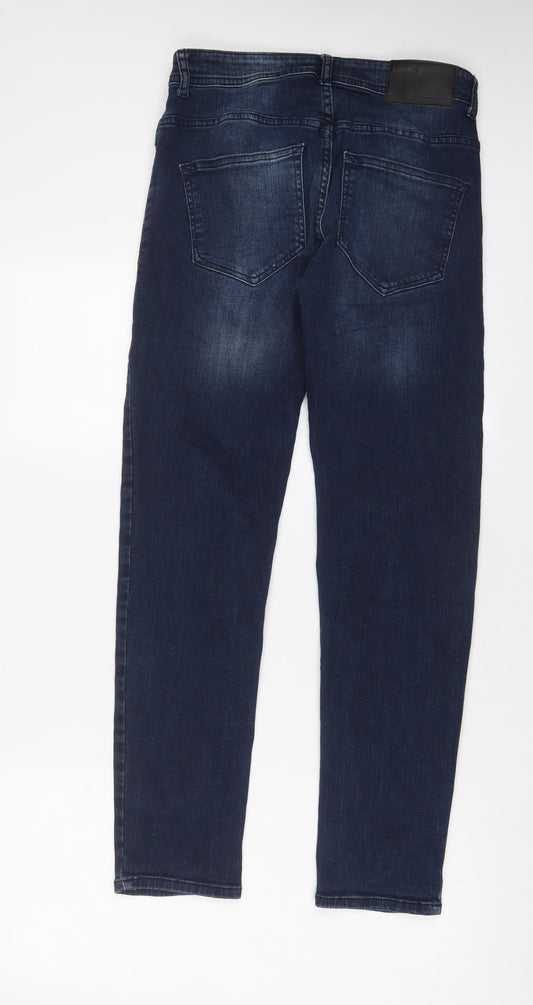 Denim & Co. Mens Blue Cotton Straight Jeans Size 28 in L30 in Slim Zip